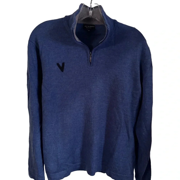 Mario Gilberti Italy Blue Merino Wool 1/4 Zip Men's Sweater Pullover Size:M - Picture 1 of 9